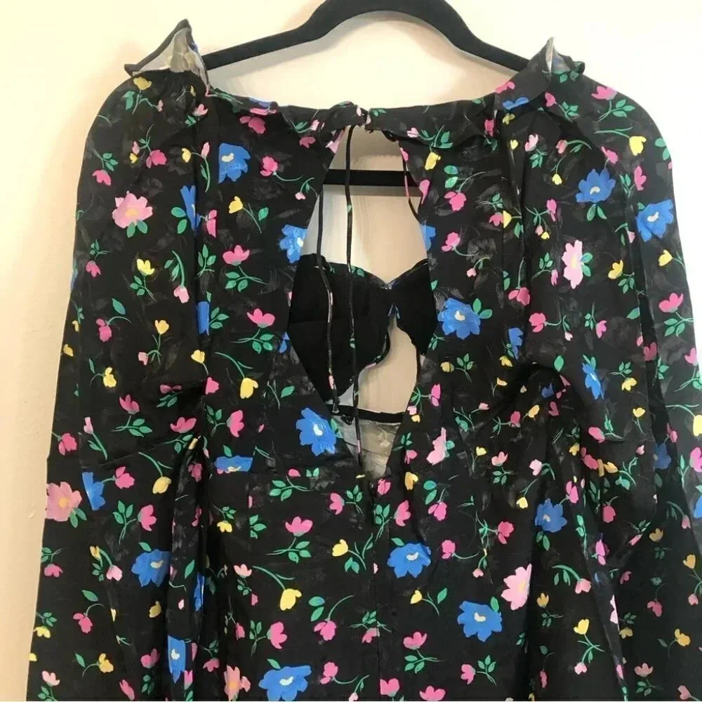 For Love & Lemons Lexy Long Sleeve Floral Cutout Mini Dress Size Sm NWT - Picture 11 of 16